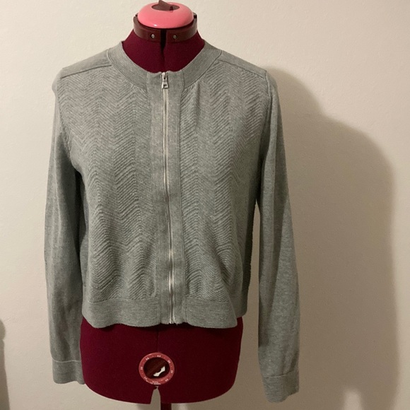 Banana Republic full zipper long sleeves gray long sleeves sweater 100% cotton - Picture 1 of 10